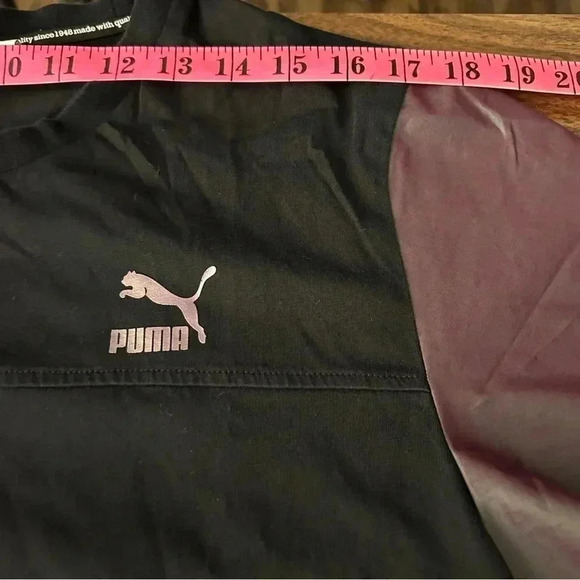 Puma Shirt Mens Black Purple Logo Short  Sleeve Athletic T- Shirt Colorblock L - Picture 5 of 8